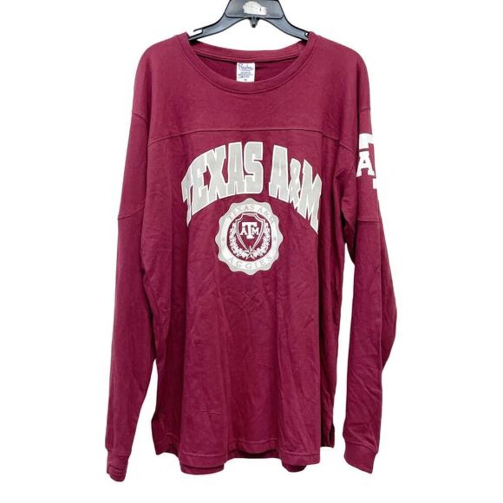 Pressbox Texas‎ A&M Aggies Crewneck Long Sleeve Cotton Shirt Maroon Size XL